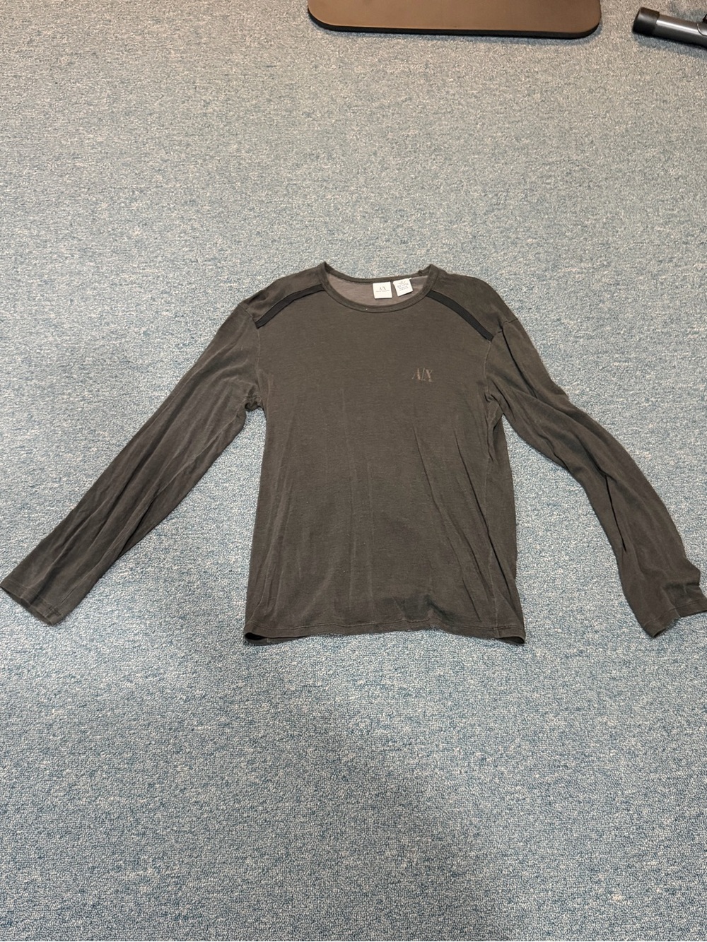 Armani Exchange Men's Long Sleeve Crewneck Shirt - Charcoal Black